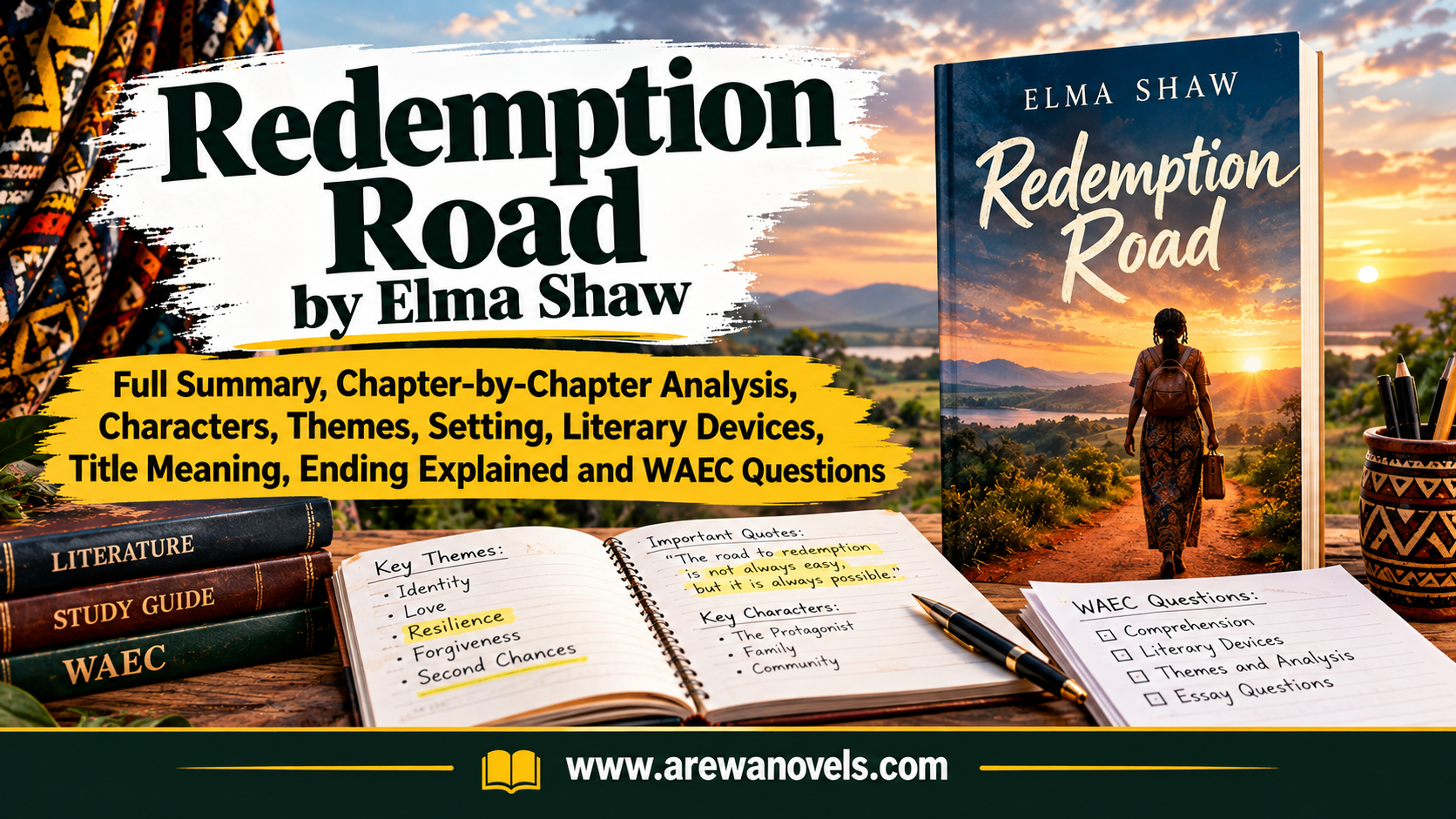 Redemption Road by Elma Shaw: Full Summary, Chapter-by-Chapter Analysis, Characters, Themes, Setting, Literary Devices, Title Meaning, Ending Explained and WAEC Questions